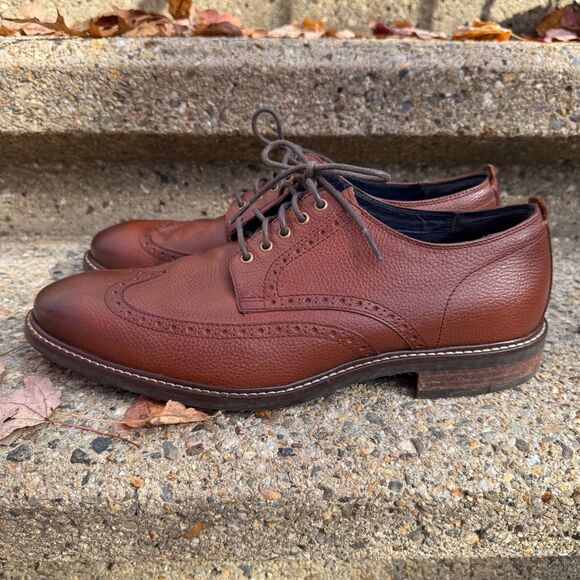 Cole Haan Grand OS Shoes Mens Size 11 Wingtip Brown Leather Oxford Dress Brogue - Picture 2 of 15